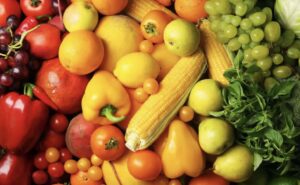 Colorful fruits and vegetables that are full of carotenoids